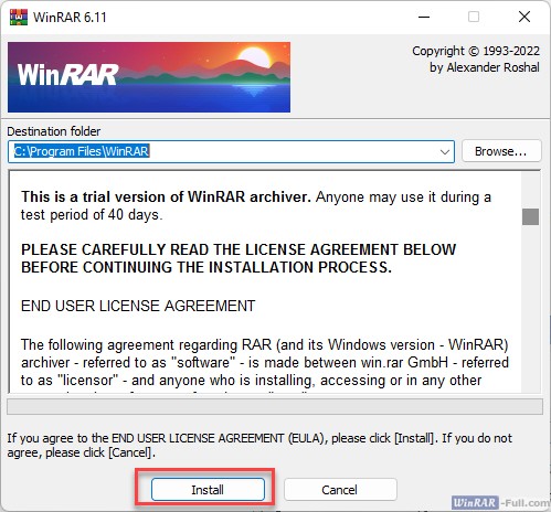 Installing WinRAR